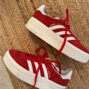 adidas Gazelle Red and White Sneakers